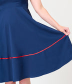 Navy & White Collared Flare Dress