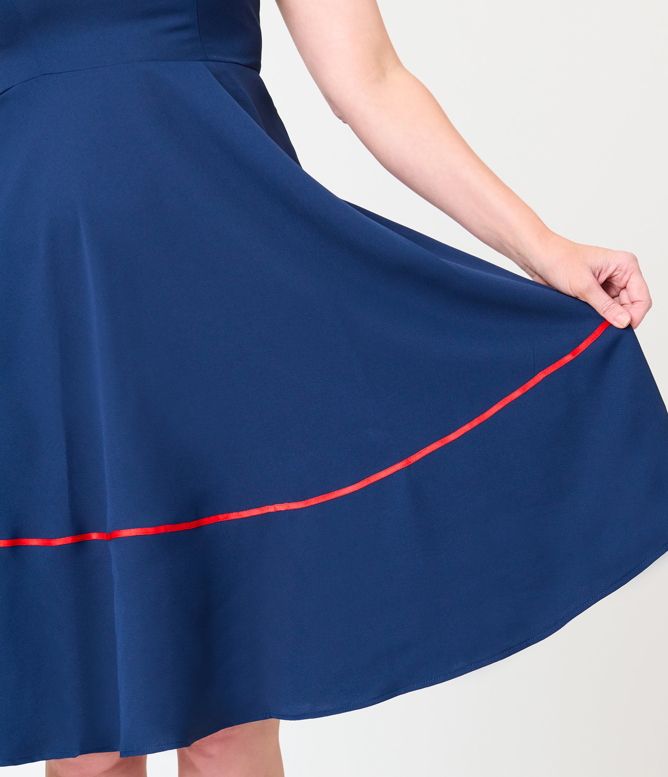 Navy & White Collared Flare Dress