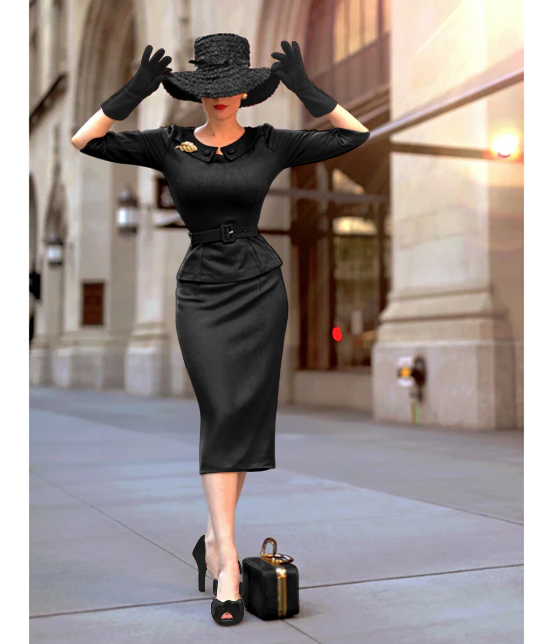Heart My Closet 1950s Black Scarlet Suit & Pencil Skirt