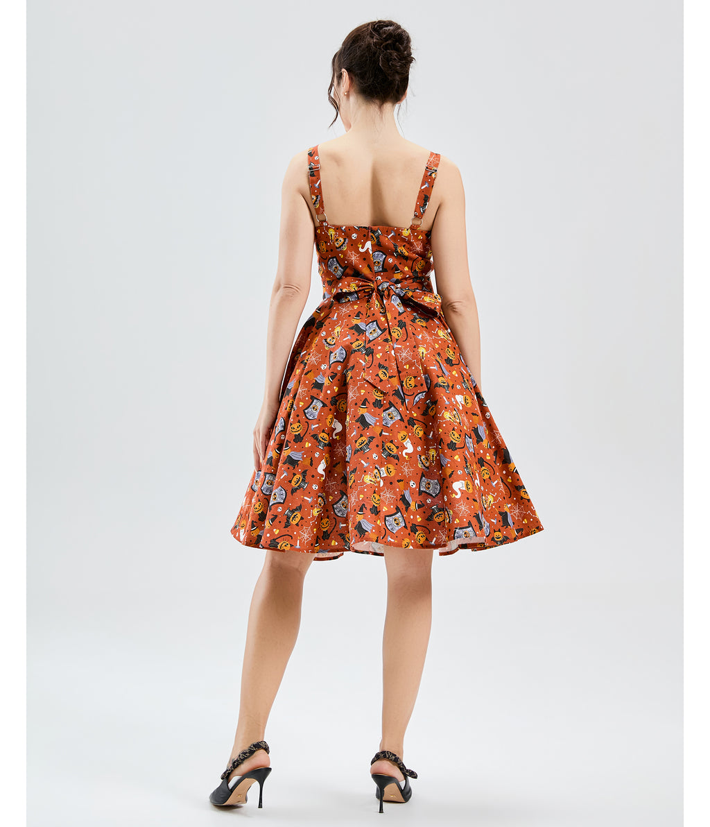 Orange Pumpkin Masquerade Kyla Swing Dress