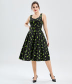 Black Little Green Visitors Heidi Swing Dress