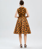 Orange Black Cat Print Jani Swing Dress