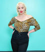 Leopard Print Midcentury V-Neck Top