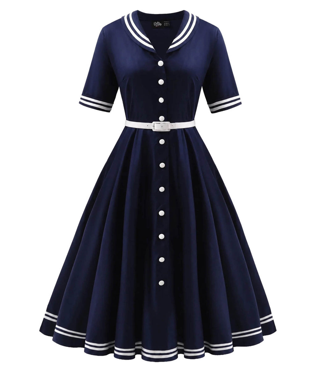 Dolly & Dotty Navy Nautical Mollie Shirt Dress