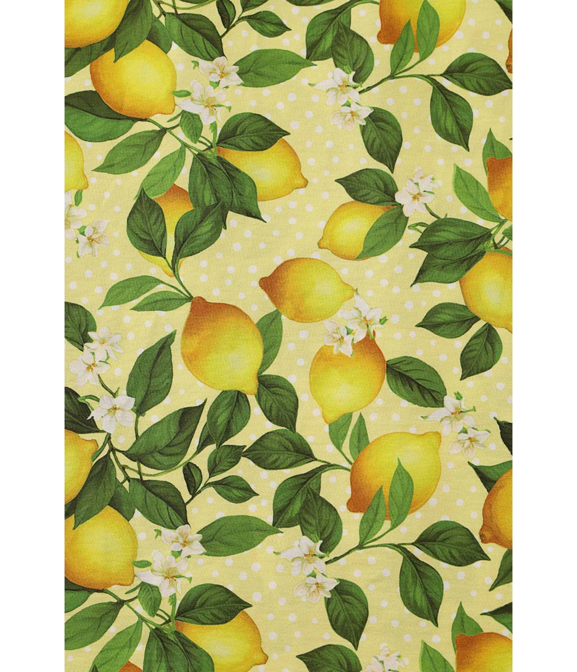 Dolly & Dotty Yellow Polka Dot Lemon Print Flare Dress