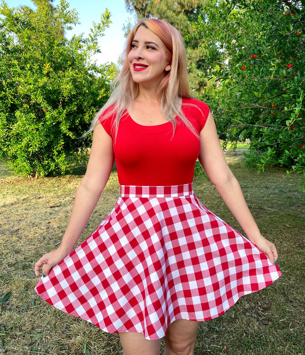 Retrolicious Red Retro Boat Neck Top