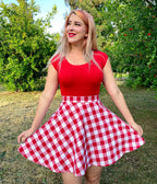 Retrolicious Red Retro Boat Neck Top