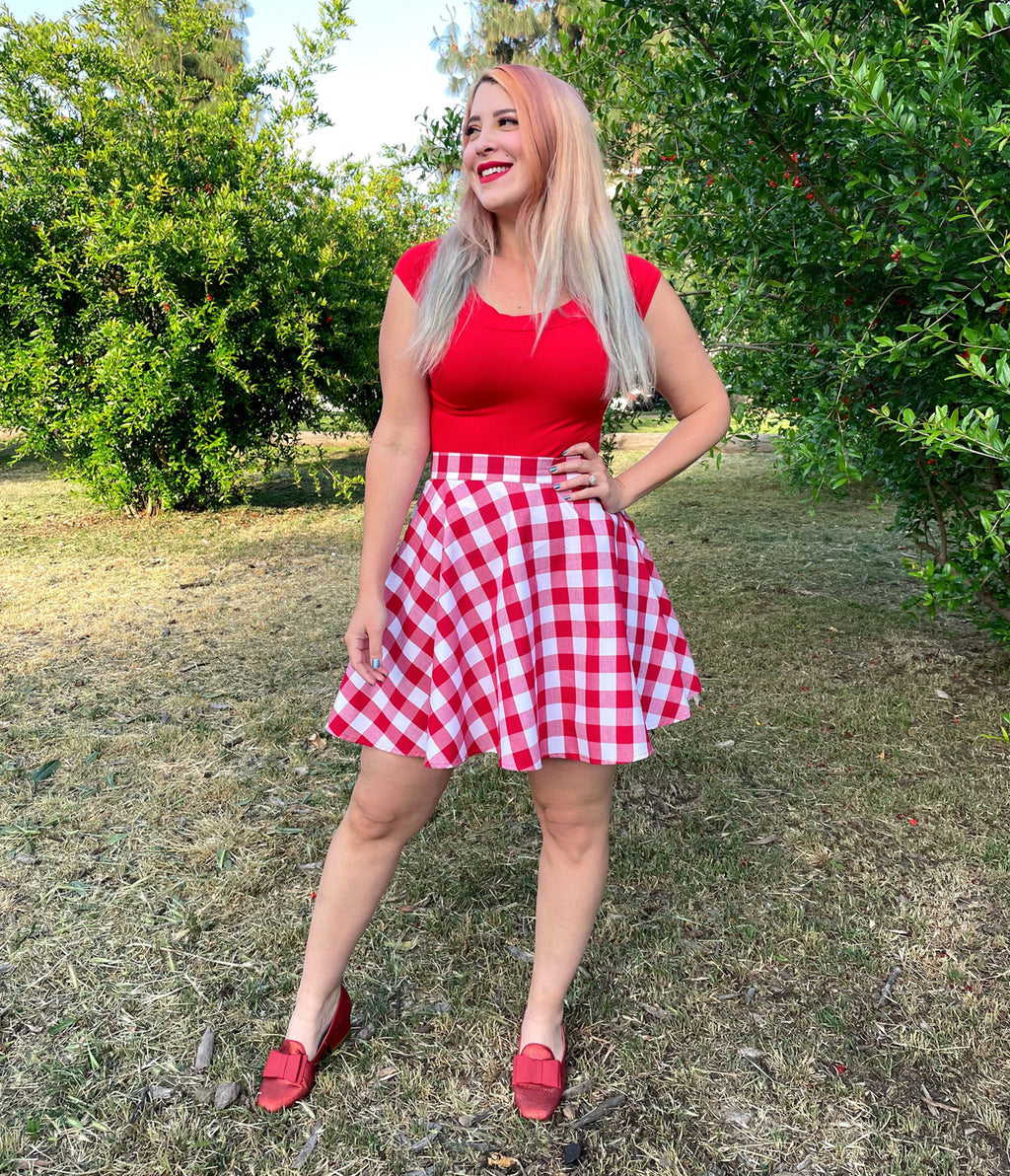 Retrolicious Red Retro Boat Neck Top