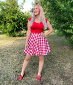 Retrolicious Red Retro Boat Neck Top