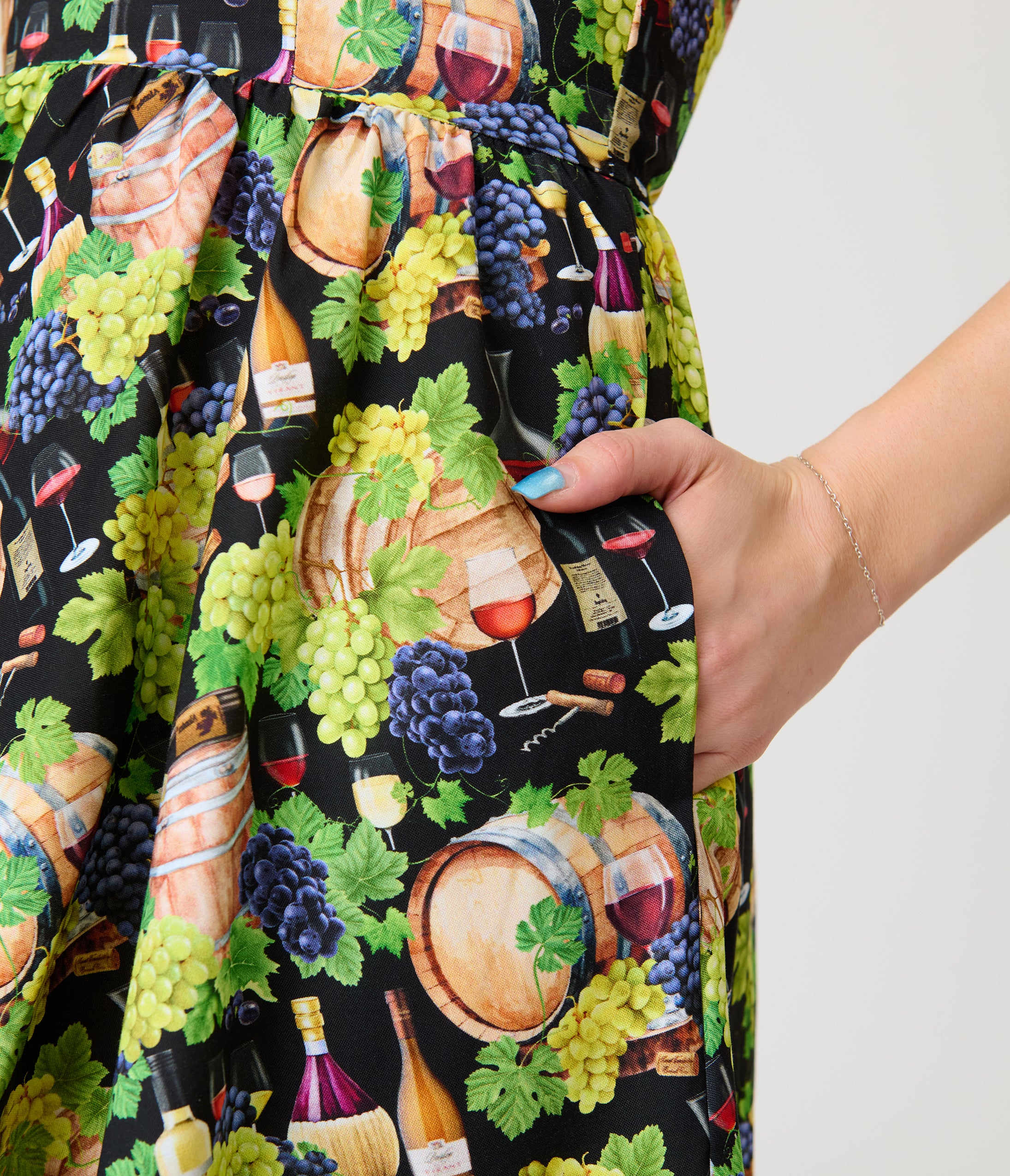 Retrolicious Winery Print Swing Dress