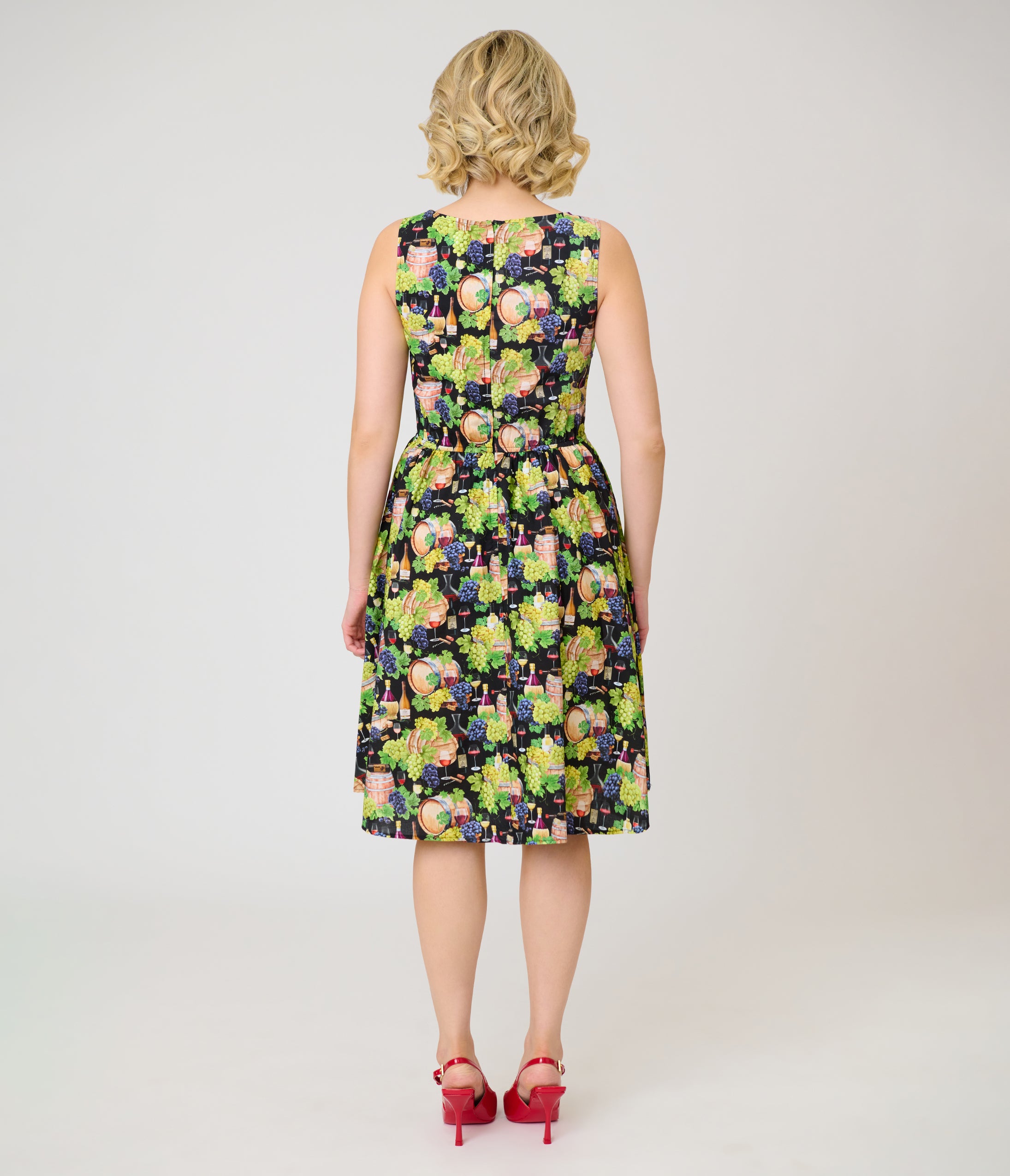 Retrolicious Winery Print Swing Dress