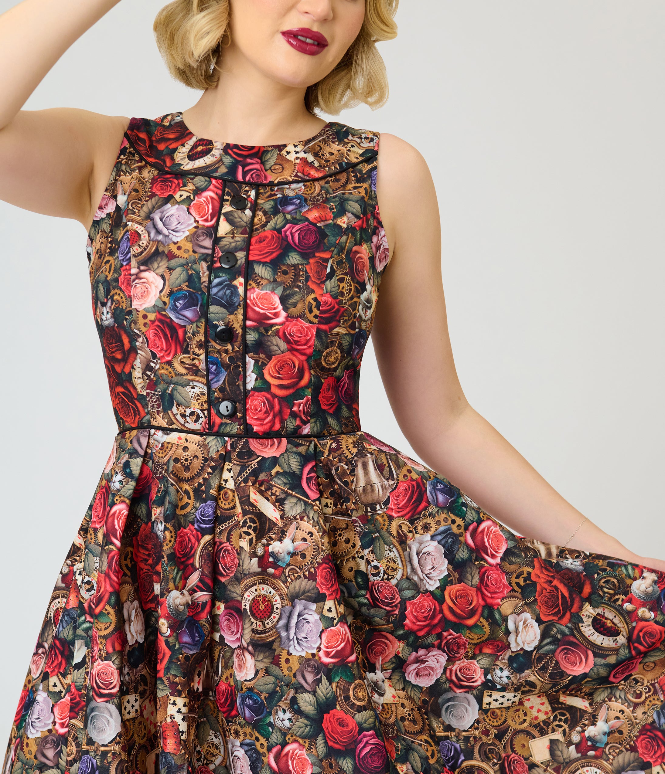 Retrolicious Floral Rabbit Print Elizabeth Dress