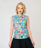 Retrolicious Retro Signs Cotton Bow Blouse