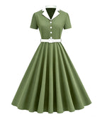 Olive Green Collared Shirtdress