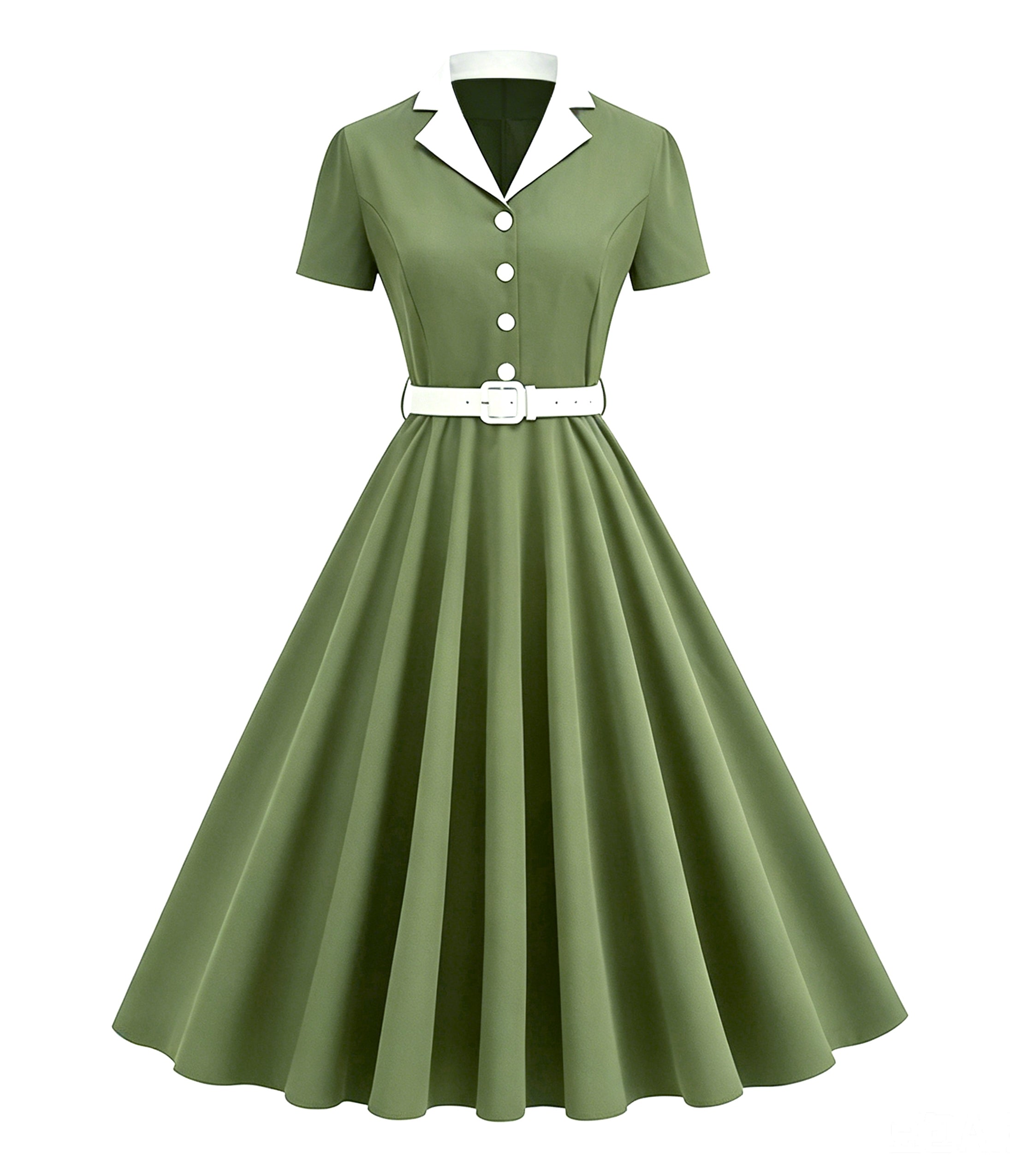 Olive Green Collared Shirtdress
