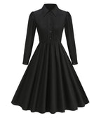 Black Three Quarter Sleeve Shirt Dress