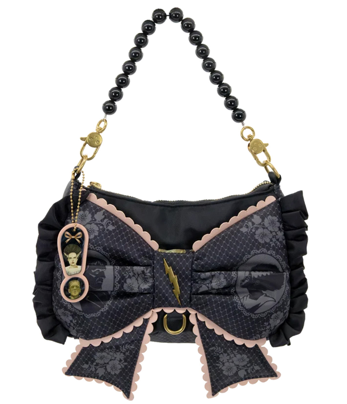Universal Monsters Black Frankie & Bride Coquette Bow Baguette Handbag