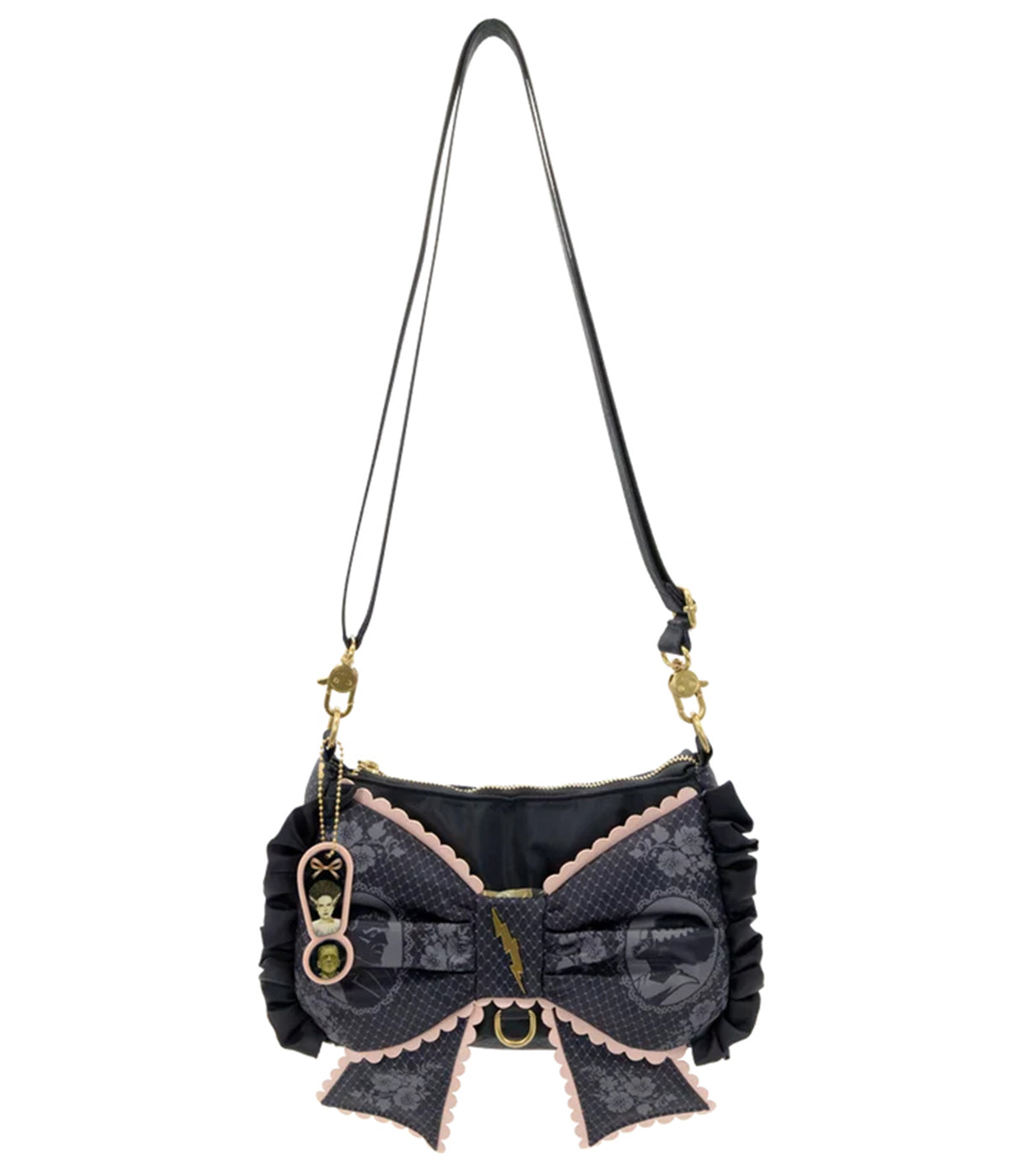 Universal Monsters Black Frankie & Bride Coquette Bow Baguette Handbag