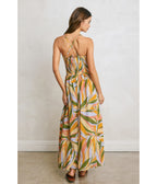 Tropical Palm Smocked Maxi Dress