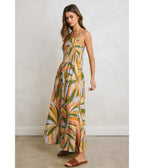 Tropical Palm Smocked Maxi Dress