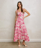 Pink Hibiscus Palm Maxi Dress