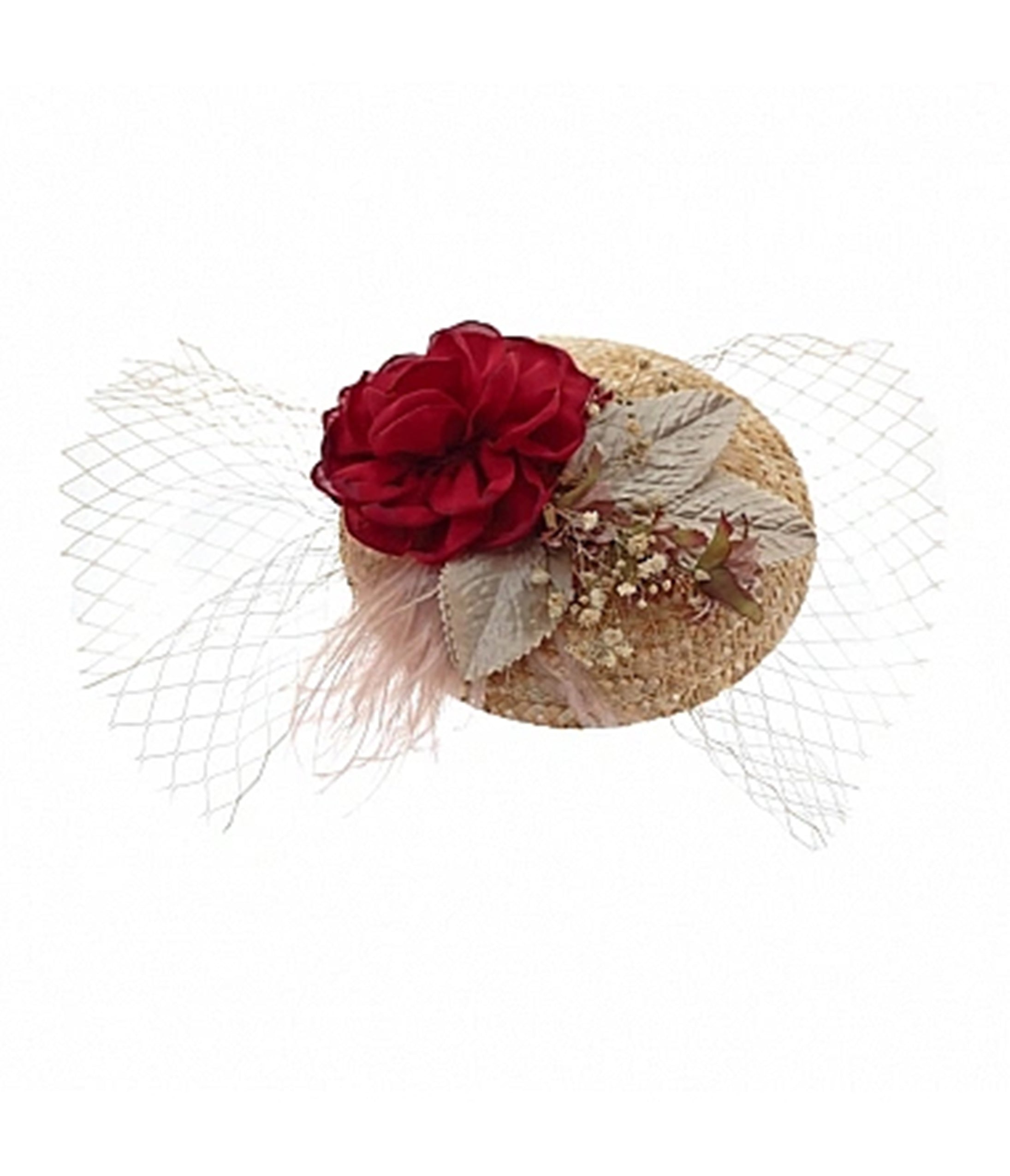 Red Jana Fascinator Headpiece