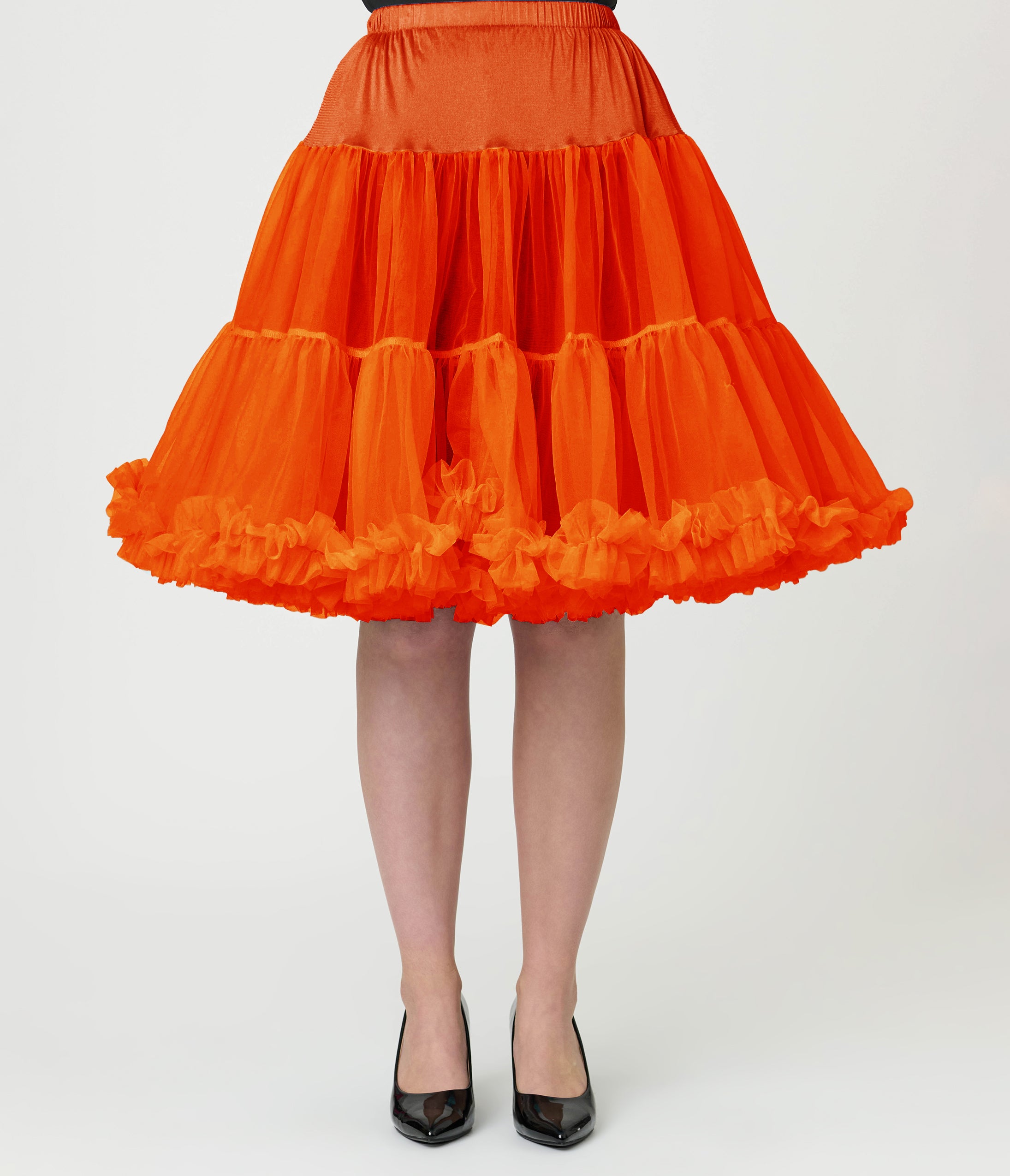 Unique Vintage 1950s Style Pumpkin Orange Ruffled Petticoat Crinoline