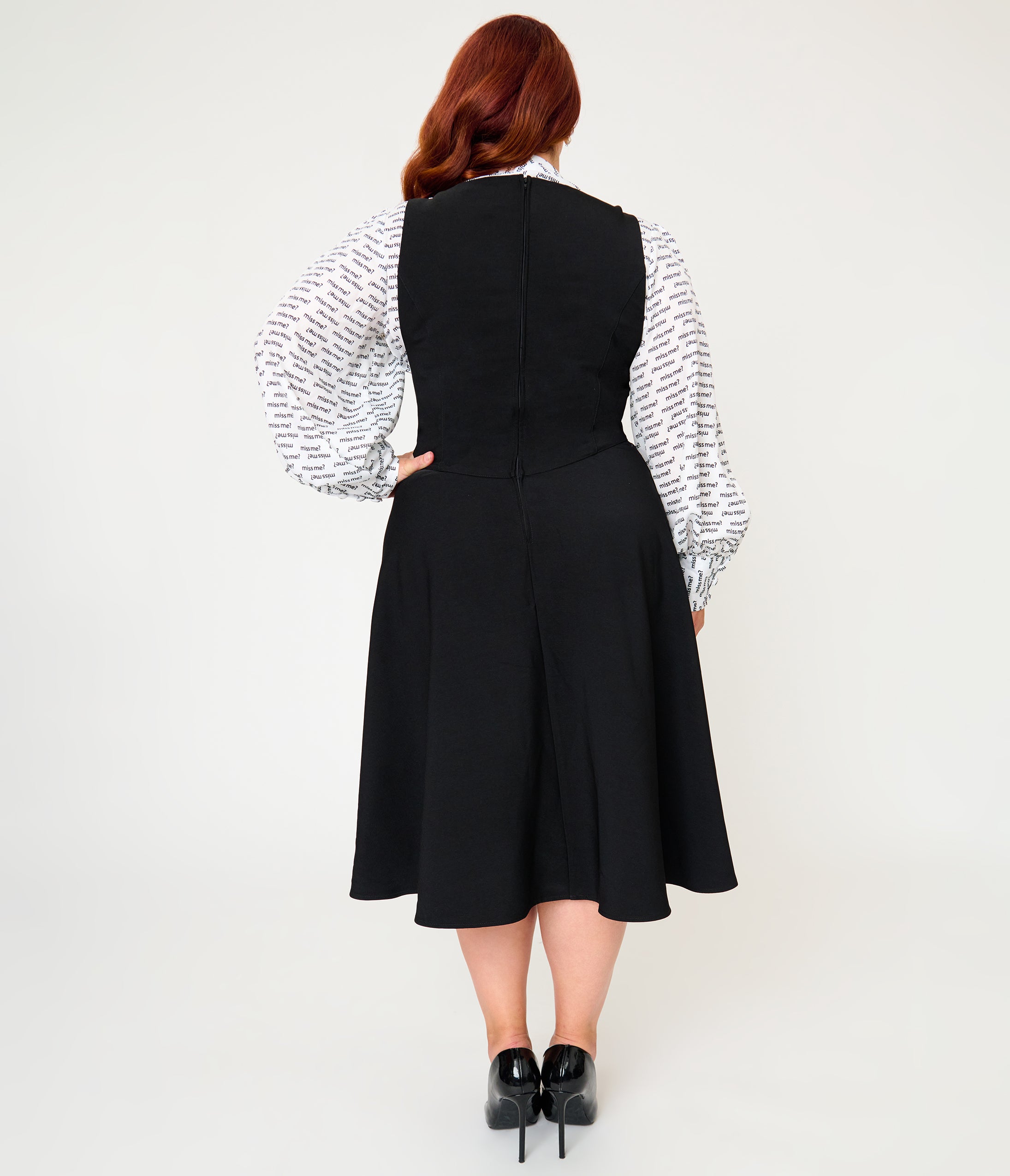 Unique Vintage Plus Size Black Corset Pinafore Skirt