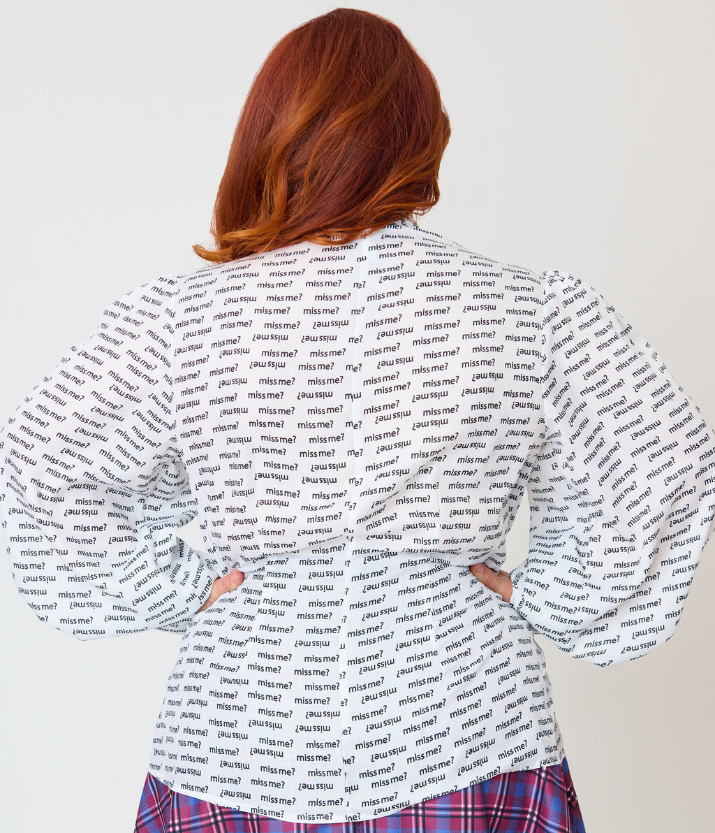 Annabelle x Unique Vintage Plus Size White Miss Me Gwen Blouse