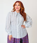 Annabelle x Unique Vintage Plus Size White Miss Me Gwen Blouse