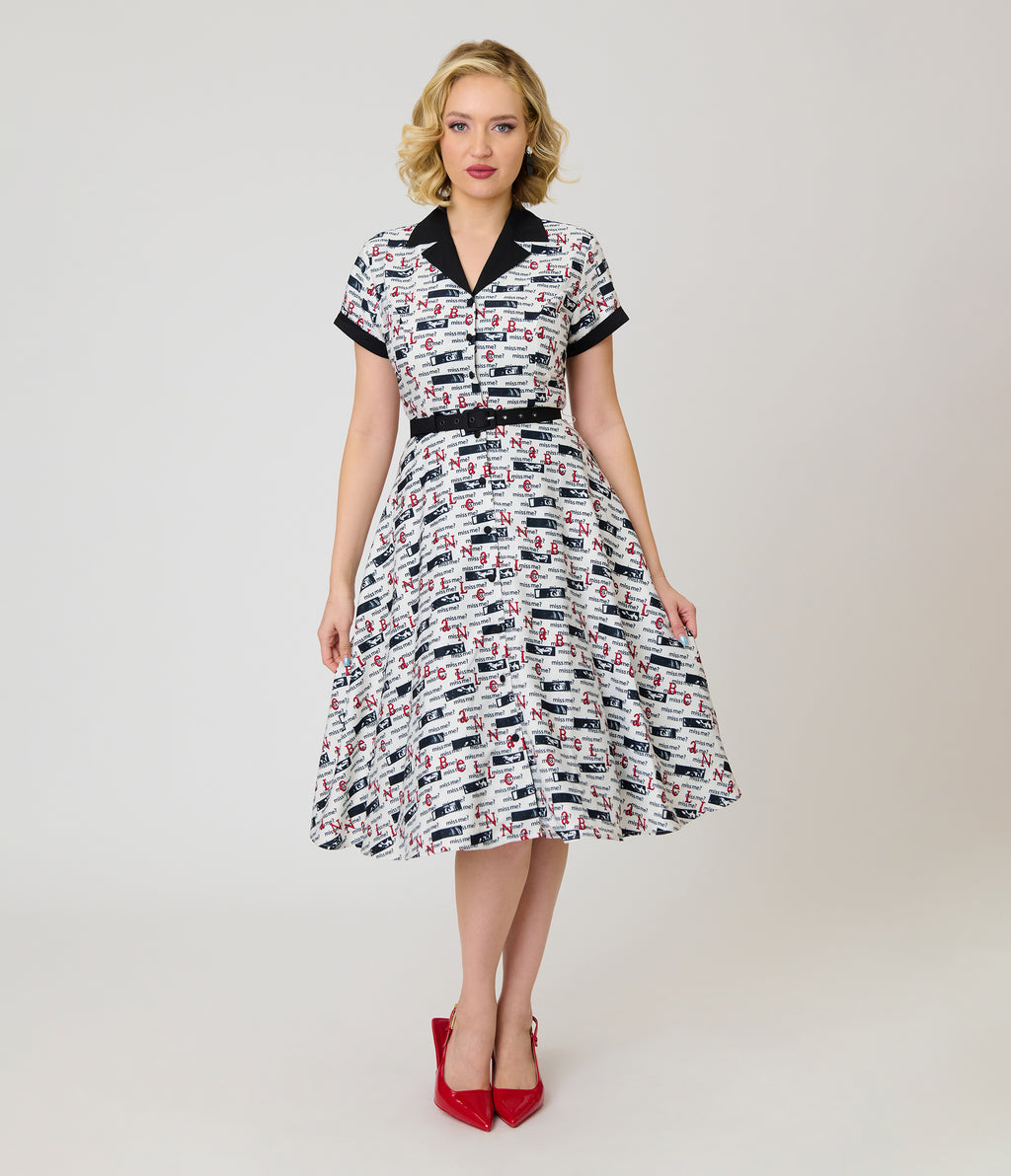 Annabelle x Unique Vintage Ivory Miss Me Alexis Swing Dress