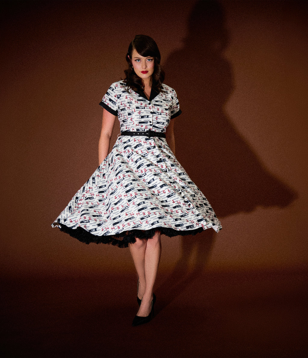 Annabelle x Unique Vintage Ivory Miss Me Alexis Swing Dress