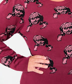Annabelle x Unique Vintage Plus Size Burgundy Annabelle Long Sleeve Sweater