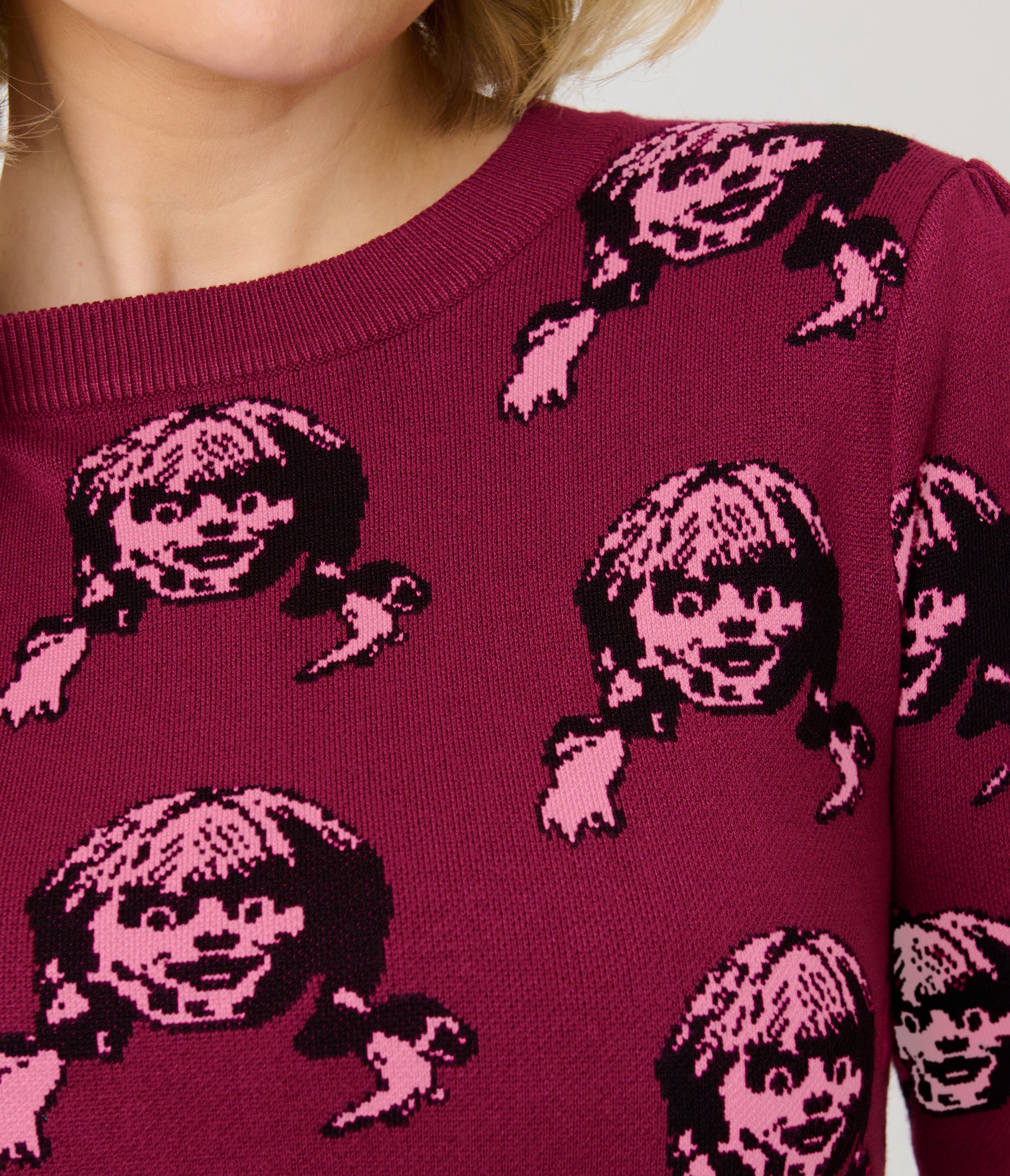 Annabelle x Unique Vintage Burgundy Annabelle Long Sleeve Sweater