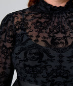 Annabelle x Unique Vintage Plus Size Black Annabelle Flocked Donna Blouse