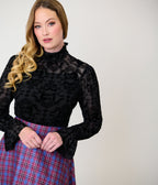 Annabelle x Unique Vintage Black Annabelle Flocked Donna Blouse