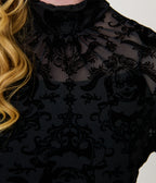 Annabelle x Unique Vintage Black Annabelle Flocked Donna Blouse