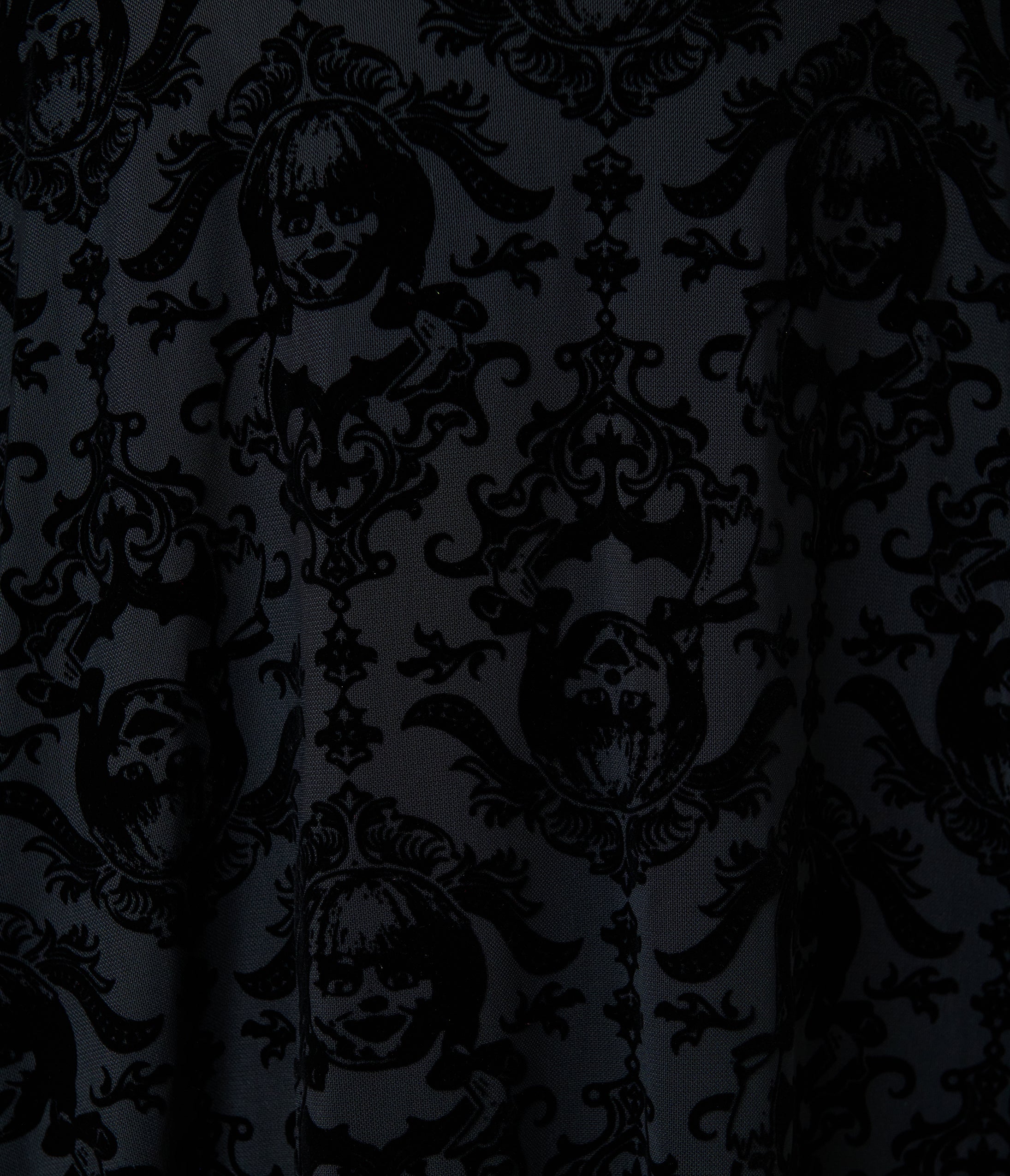 Annabelle x Unique Vintage Plus Size 1970s Black Flocked Leota Swing Dress