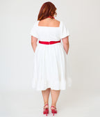Annabelle x Unique Vintage Plus Size White Annabelle Ruffle Swing Dress
