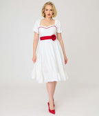 Annabelle x Unique Vintage White Annabelle Ruffle Swing Dress
