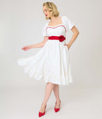 Annabelle x Unique Vintage White Annabelle Ruffle Swing Dress