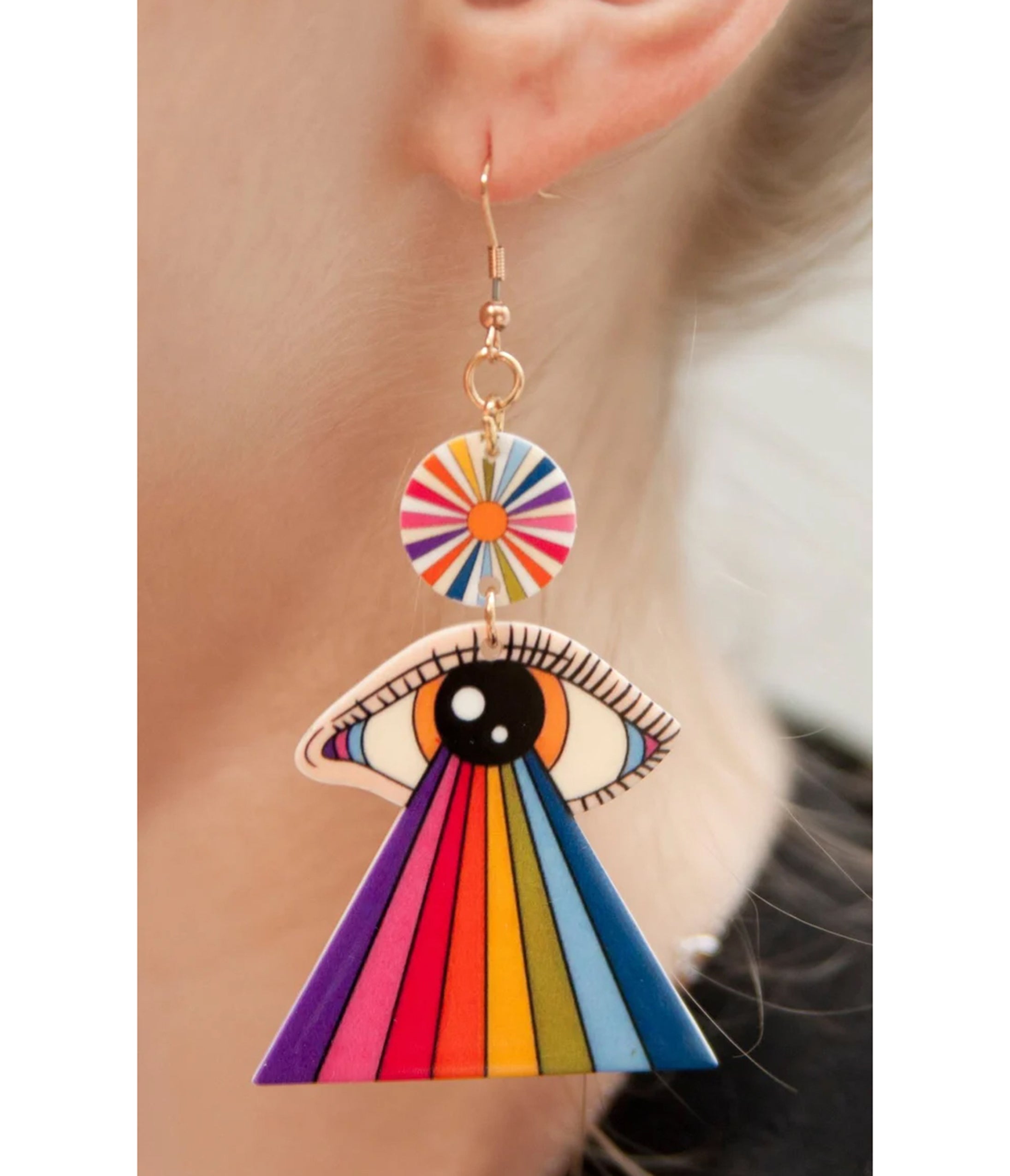 Retro Rainbow Eye Groovy Earrings