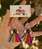 Retro Rainbow Eye Groovy Earrings
