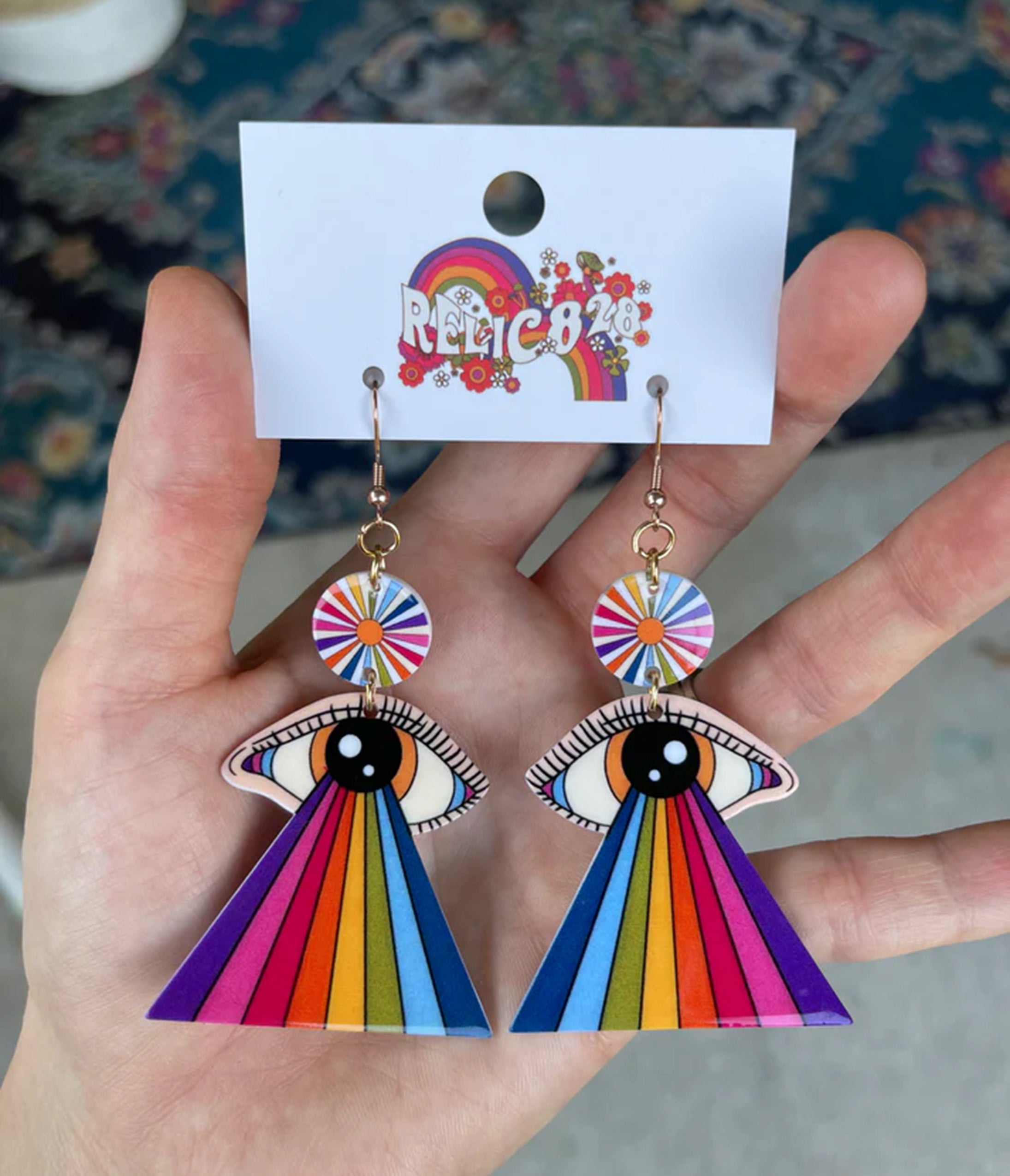 Retro Rainbow Eye Groovy Earrings