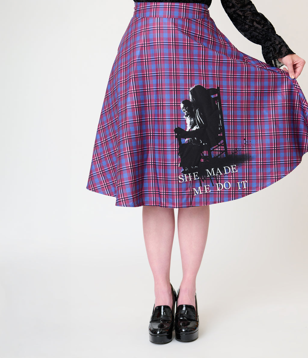 The Conjuring x Unique Vintage Purple Plaid Vivien Swing Skirt