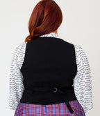 The Conjuring x Unique Vintage Plus Size Black Button Up Vest