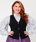 The Conjuring x Unique Vintage Plus Size Black Button Up Vest
