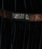 Unique Vintage Black Velvet Tiered Midi Skirt