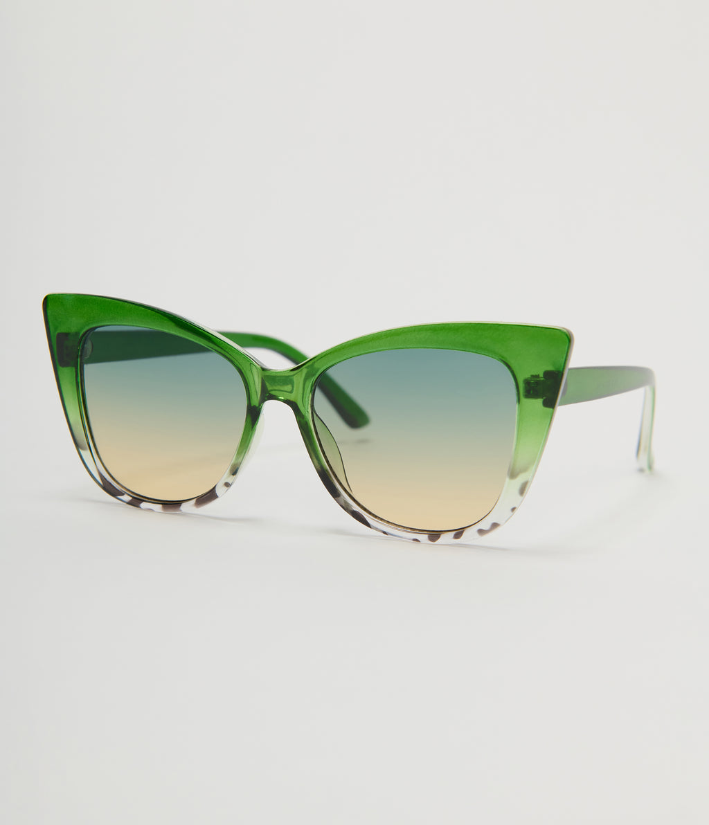 Unique Vintage Green Ombre Cat Eye Sunglasses