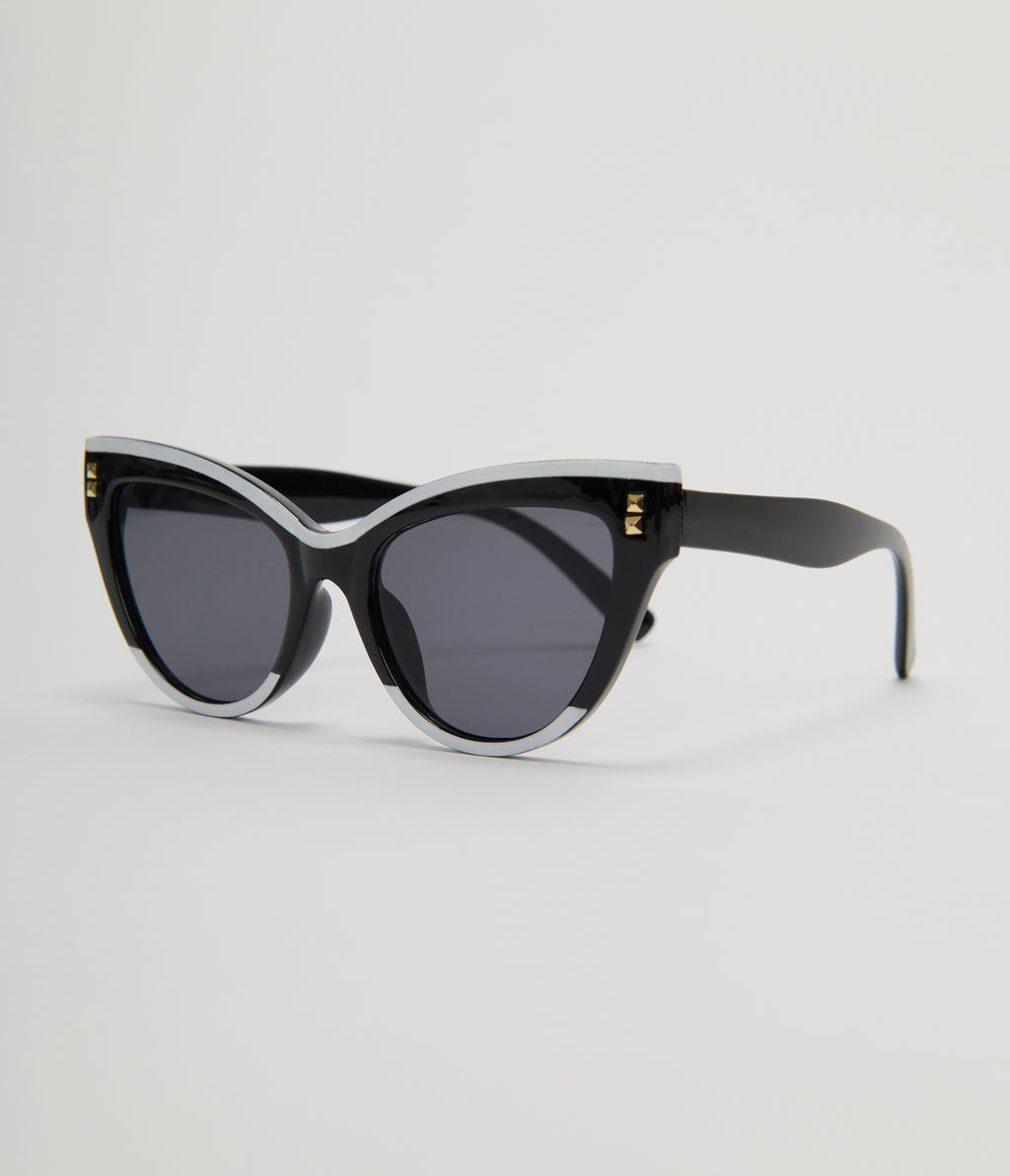 Unique Vintage Black & White Translucent Cat Eye Sunglasses
